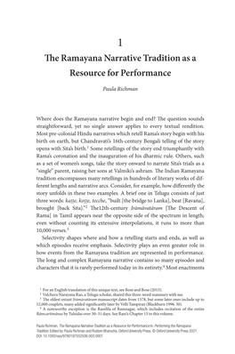 The Ramayana Narrative Tradition As a Resource for Performance