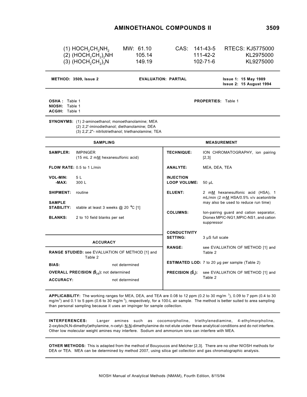 Aminoethanol Compounds Ii 3509