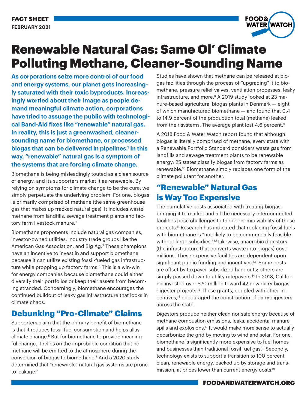 Renewable Natural Gas: Same Ol' Climate Polluting Methane, Cleaner