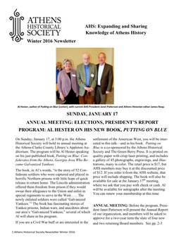 AHS Newsletter Winter 2016