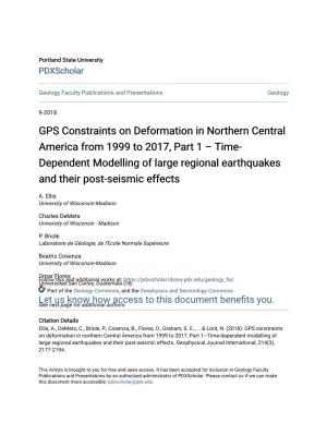 GPS Constraints on Deformation in Northern Central