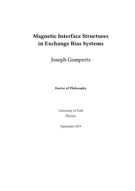 Magnetic Interface Structures in Exchange Bias Systems Joseph