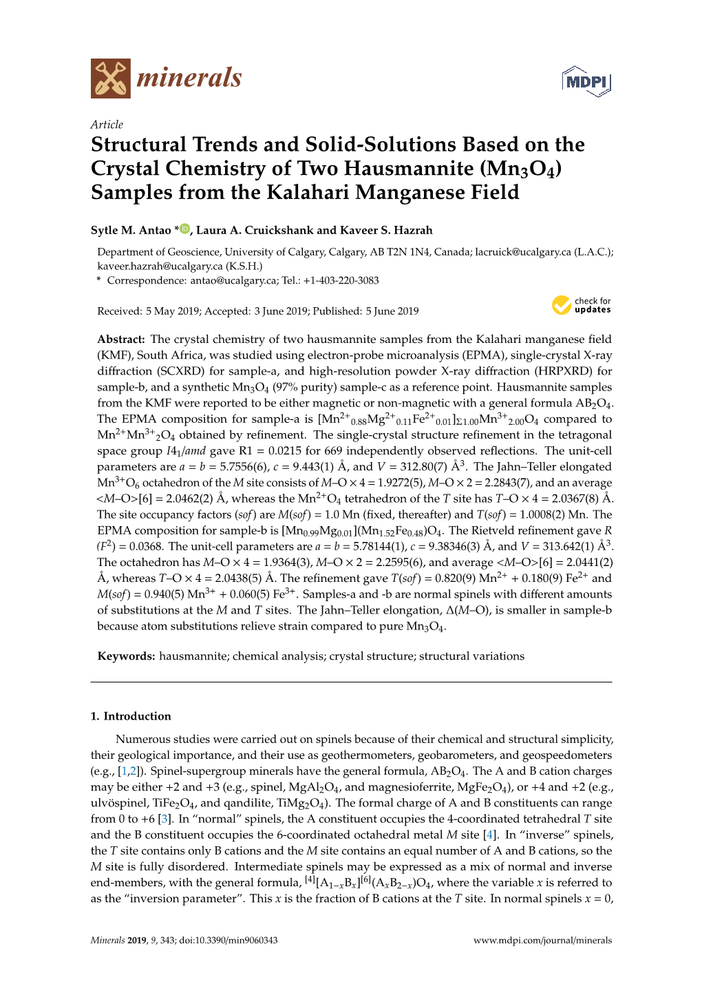 Mn3o4) Samples from the Kalahari Manganese Field