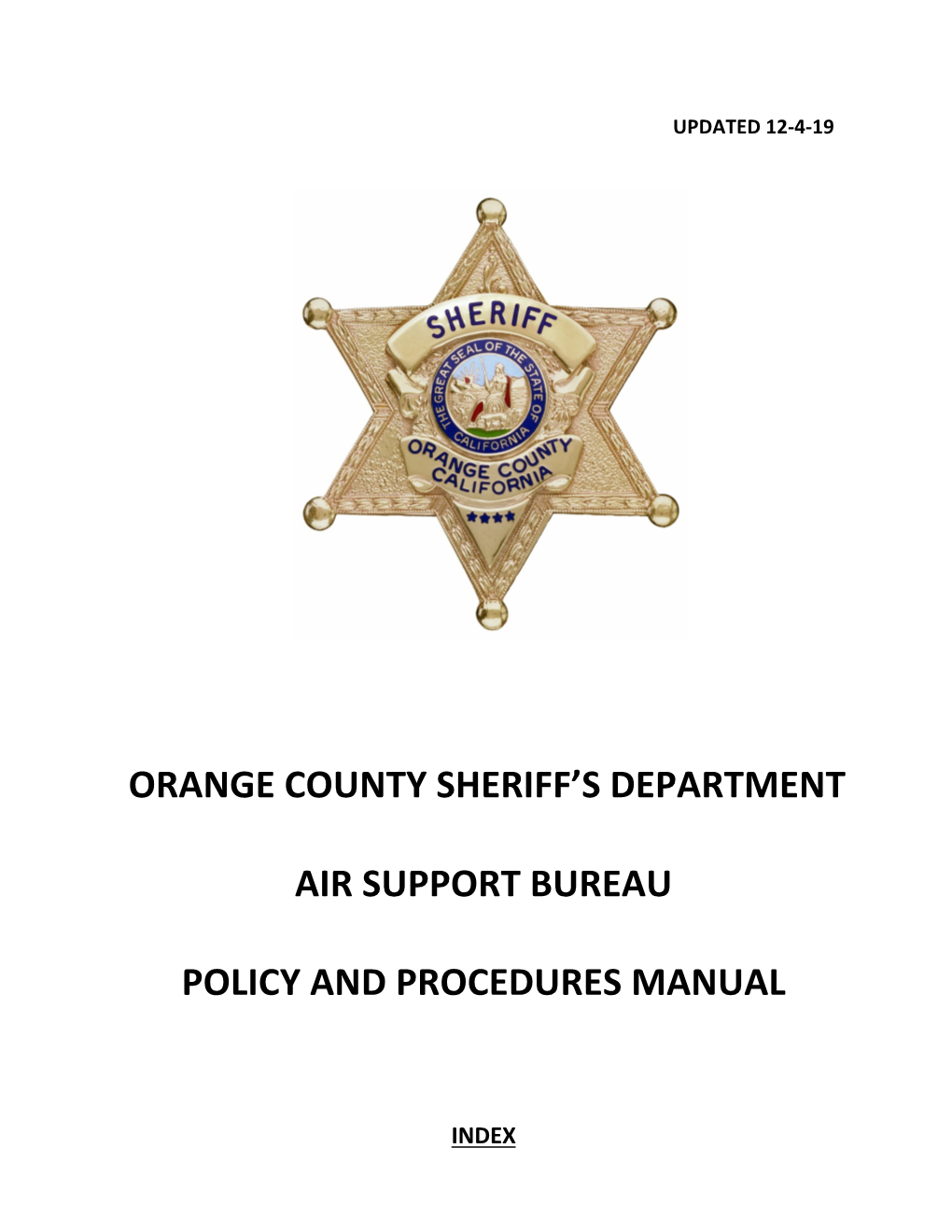 Orange County Sheriff's Department Air Support Bureau Policy And