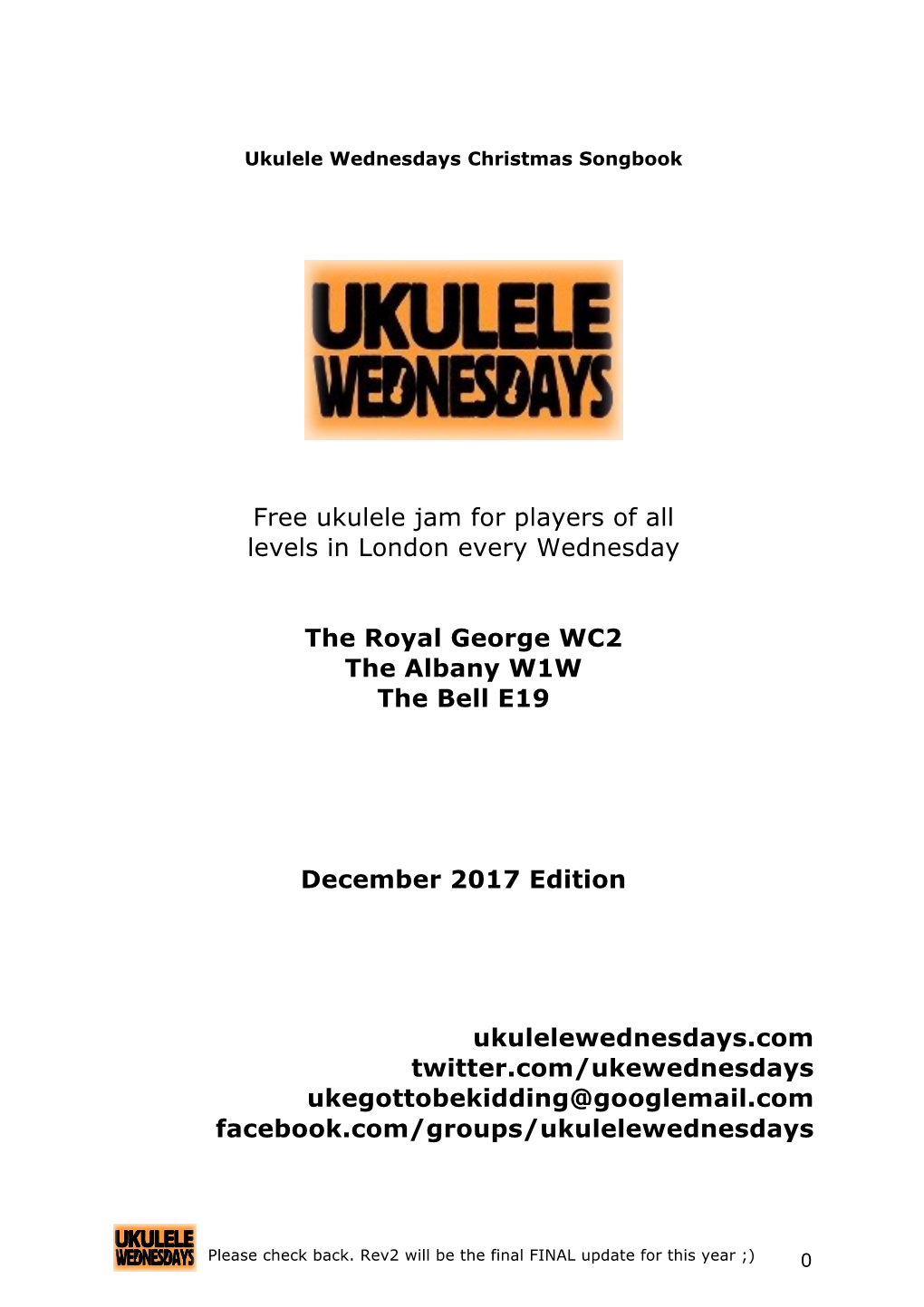 Ukulele Wednesdays Christmas Songbook-2017-Rev1c.Pdf