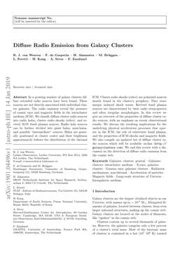 Diffuse Radio Emission from Galaxy Clusters