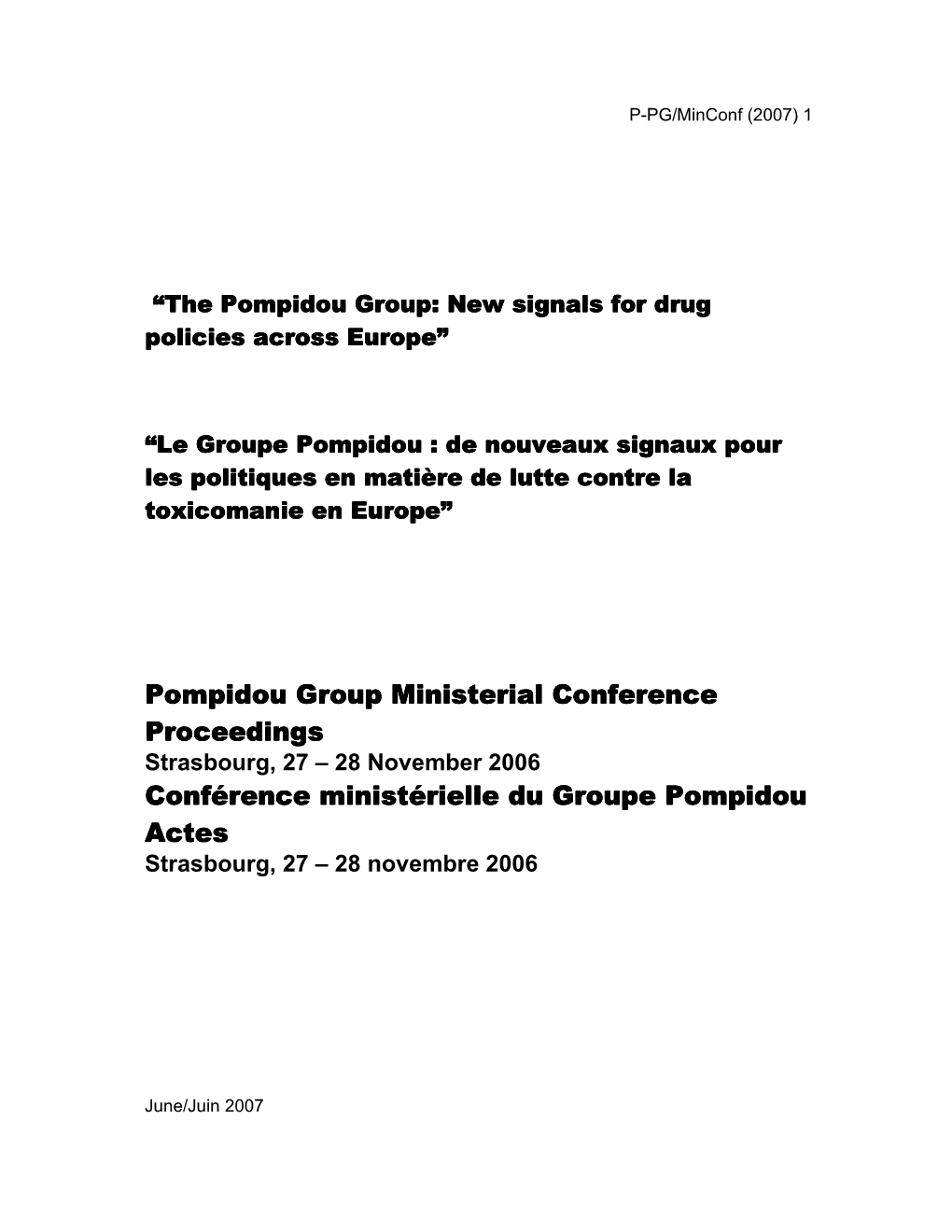 Pompidou Group Ministerial Conference Proceedings