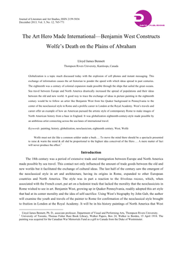 The Art Hero Made International—Benjamin West Constructs Wolfe’S Death on the Plains of Abraham