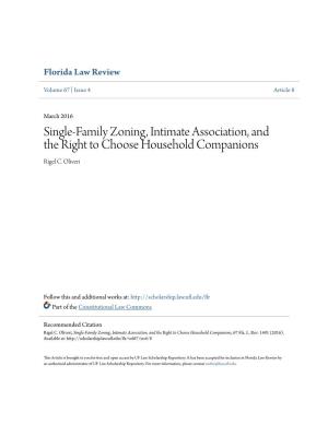 Single-Family Zoning, Intimate Association, and the Right to Choose Household Companions Rigel C