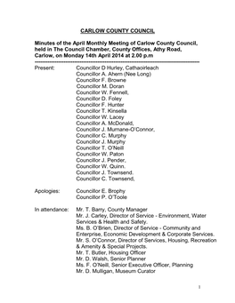 Minutes Carlow County Council April 2014