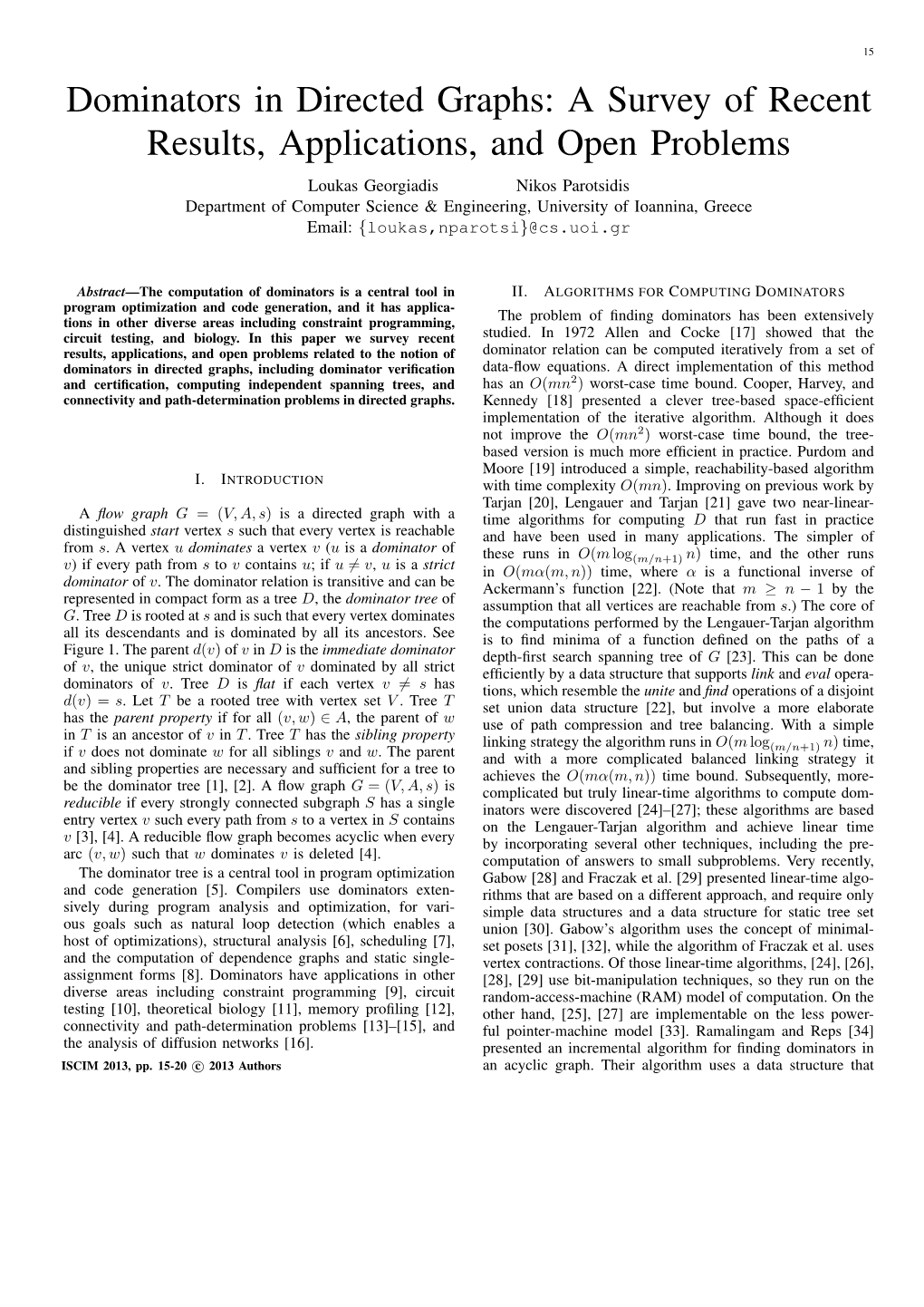 Dominators in Directed Graphs: a Survey of Recent Results