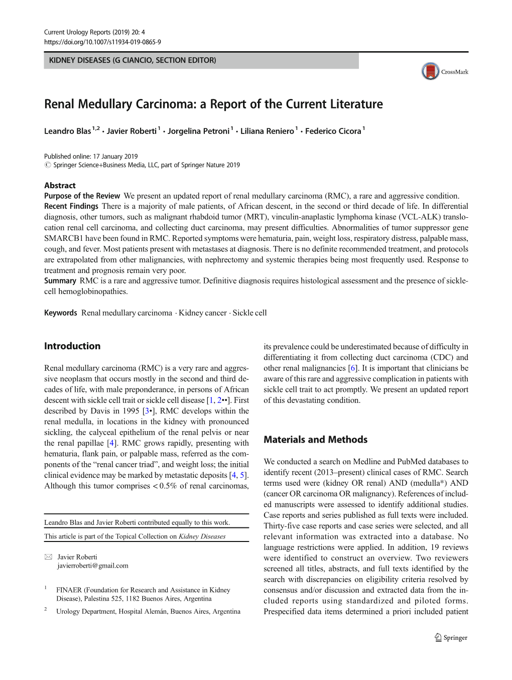 Renal Medullary Carcinoma: a Report of the Current Literature