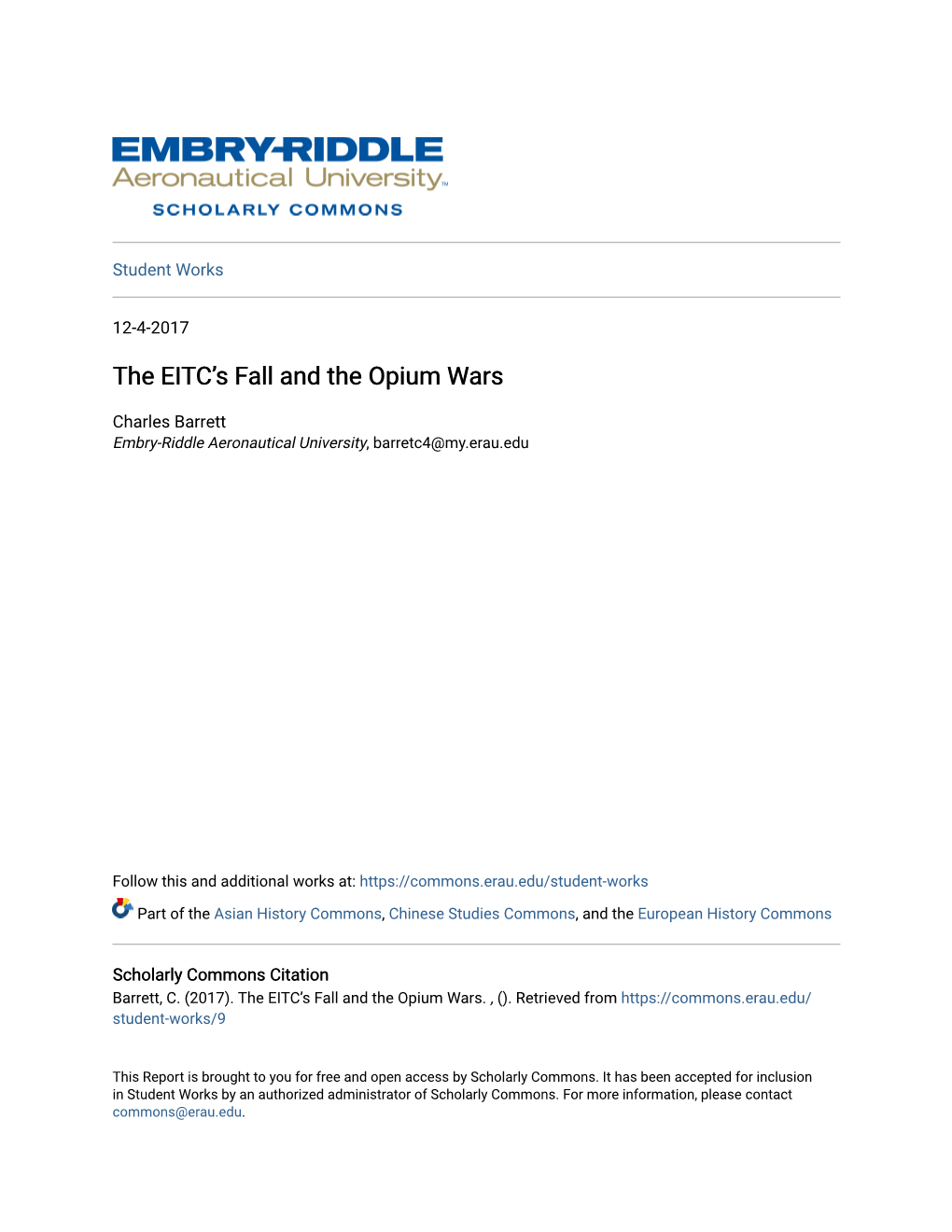 The EITC's Fall and the Opium Wars