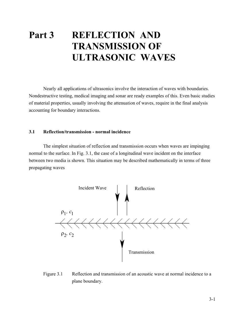 Part 3 REFLECTION and TRANSMISSION of ULTRASONIC WAVES