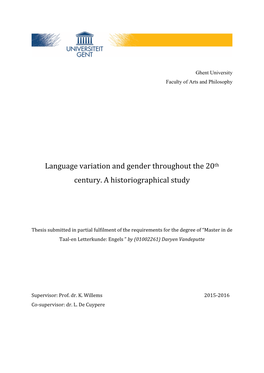 Language Variation and Gender Throughout the 20Th Century. A