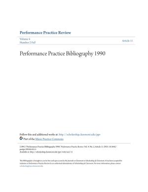 Performance Practice Bibliography 1990
