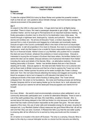 DRACULA and the ECO WARRIOR Teacher's Notes Synopsis 1. The