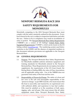 Newport Bermuda Race 2018 Safety Requirements For