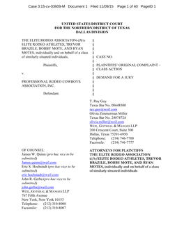 Case 3:15-Cv-03609-M Document 1 Filed 11/09/15 Page 1 of 40 Pageid 1