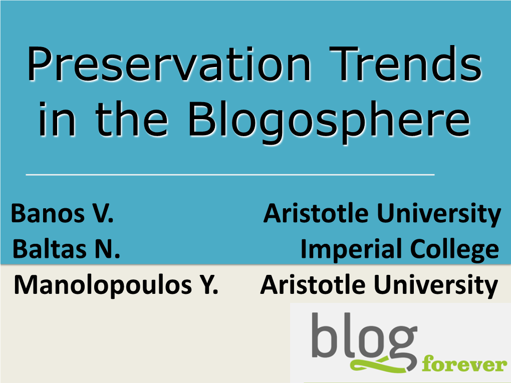 Preservation Trends in the Blogosphere