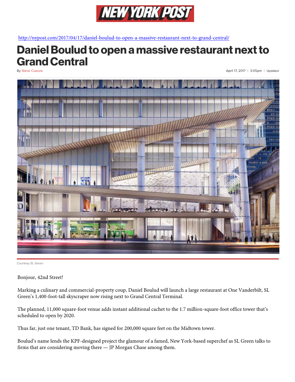 Daniel Boulud to Open a Massive Restaurant Next to Grand Central