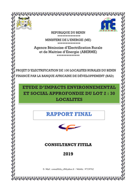 Projet D'électrification Rurale Du Bénin-Rapport EIES Lot2 BAD.Pdf