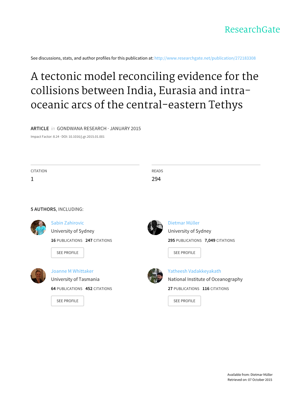 A Tectonic Model Reconciling Evidence for the Collisions Between India, Eurasia and Intra- Oceanic Arcs of the Central-Eastern Tethys