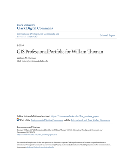 GIS Professional Portfolio for William Thoman William M