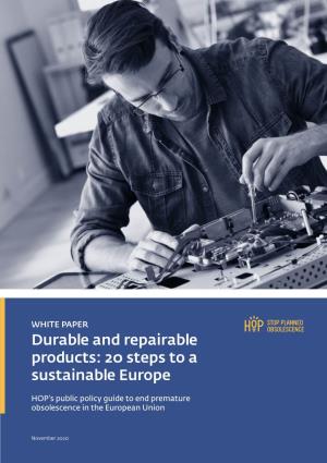 Durable and Repairable Products: 20 Steps to a Sustainable Europe