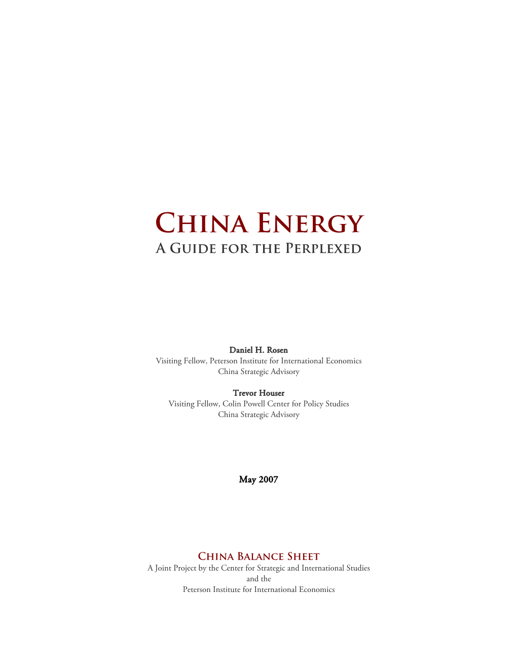 Paper: China Energy: a Guide for the Perplexed