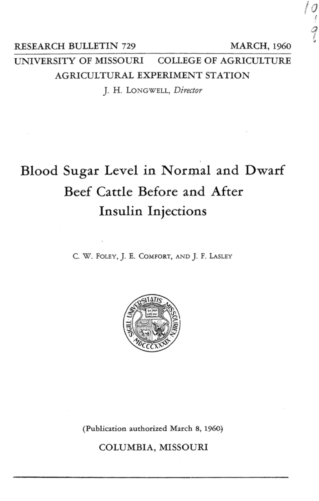 Blood Sugar Level in Normal and Dwarf Beef Cattle Before and After Insulin Injections