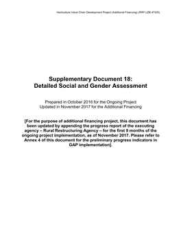 Detailed Social and Gender Assessment