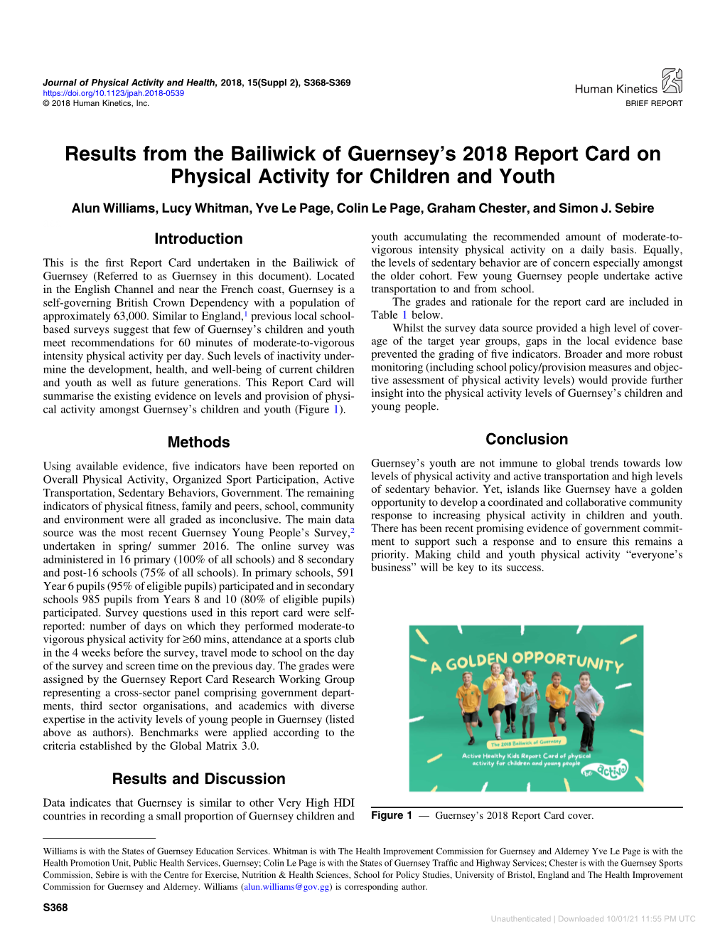 Results from the Bailiwick of Guernsey's 2018 Report Card On