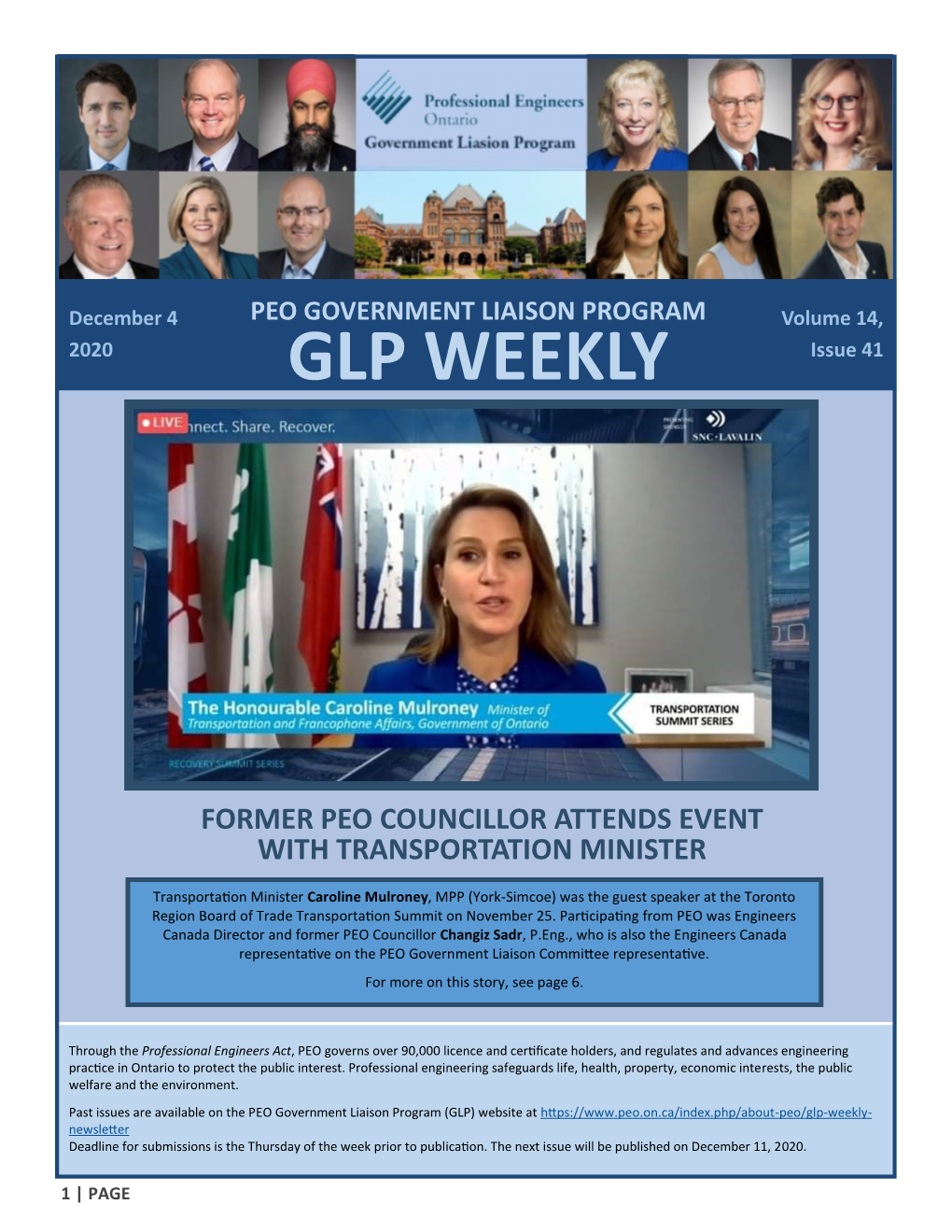 PEO GOVERNMENT LIAISON PROGRAM Volume 14, 2020 GLP WEEKLY Issue 41