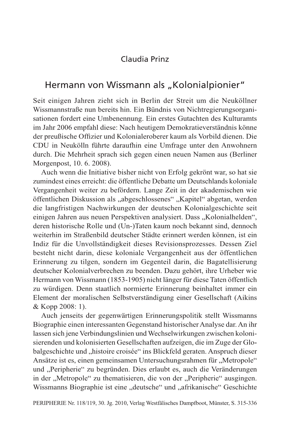 Hermann Von Wissmann Als „Kolonialpionier“