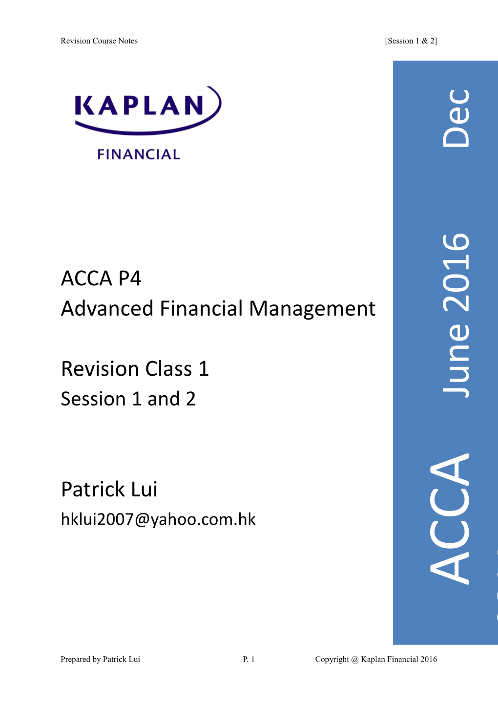 Revision 1 Advanced Investment Appraisal