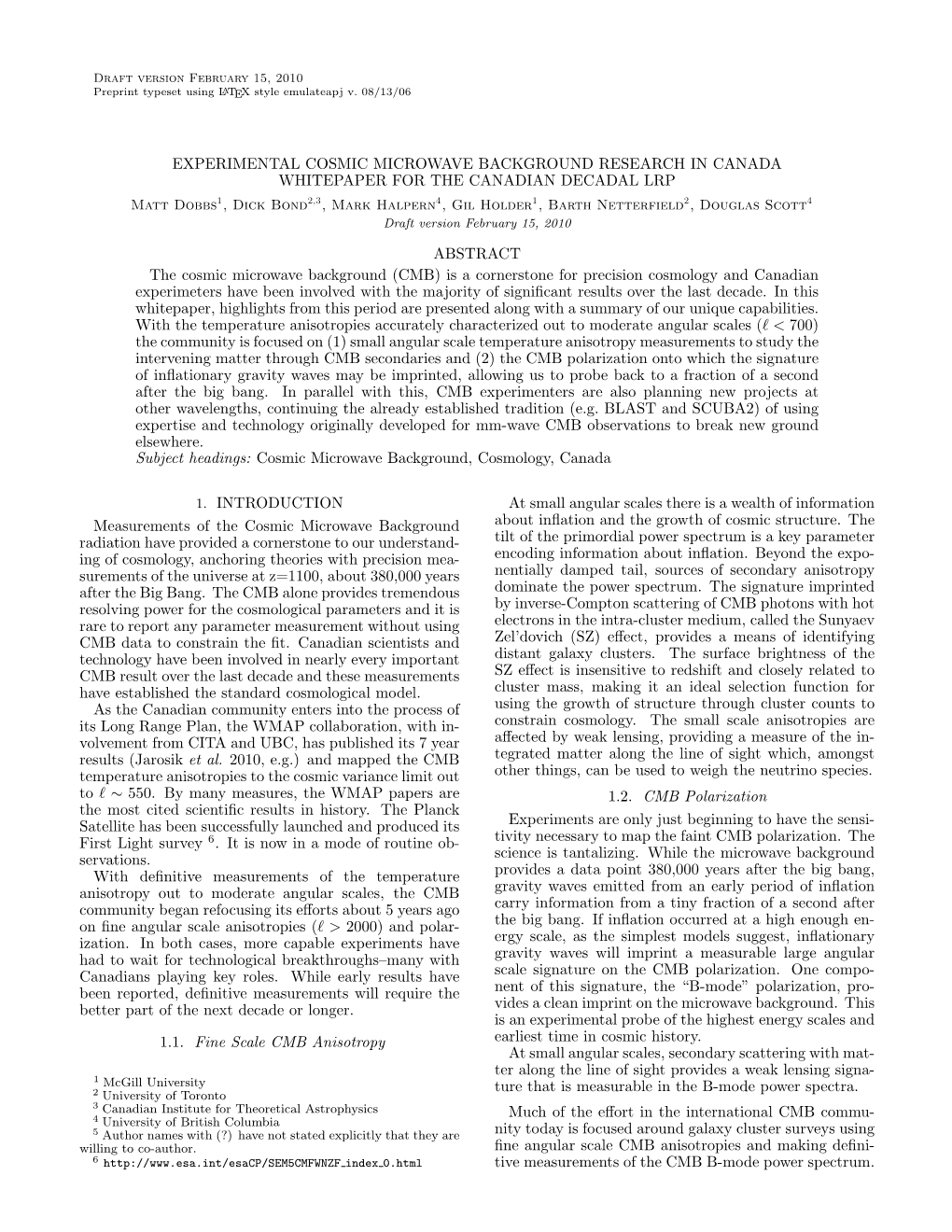 Experimental Cosmic Microwave Background