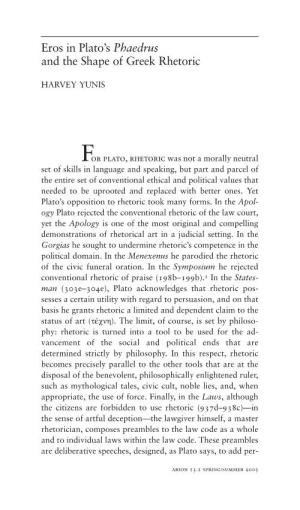 Eros in Plato's Phaedrus and the Shape of Greek Rhetoric