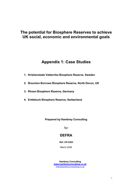 The Potential for Biosphere Reserves to Achieve UK Social, Economic and Environmental Goals