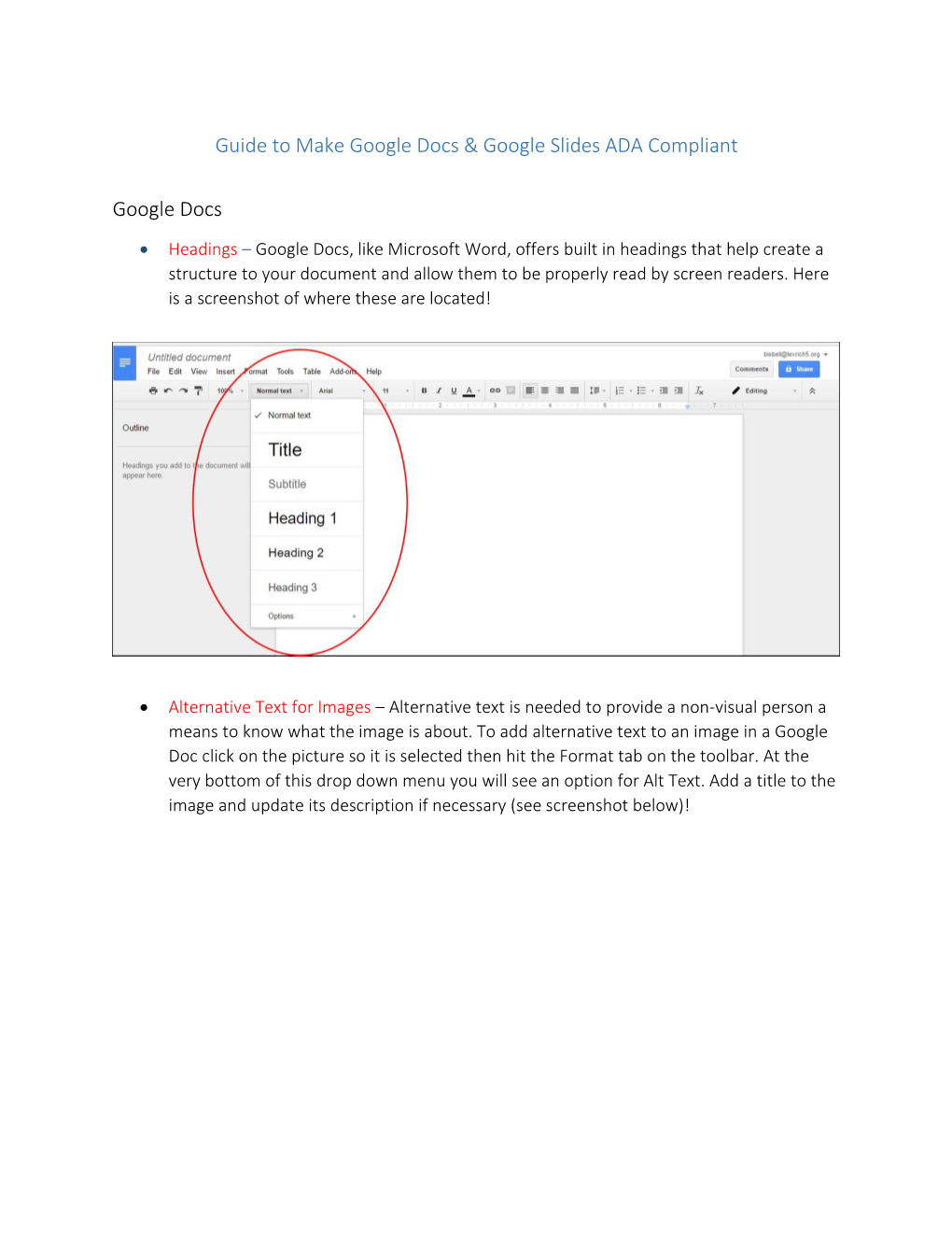 Guide to Make Google Docs & Google Slides ADA Compliant Google Docs