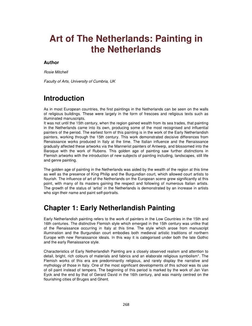 Art of the Netherlands: Painting in the Netherlands
