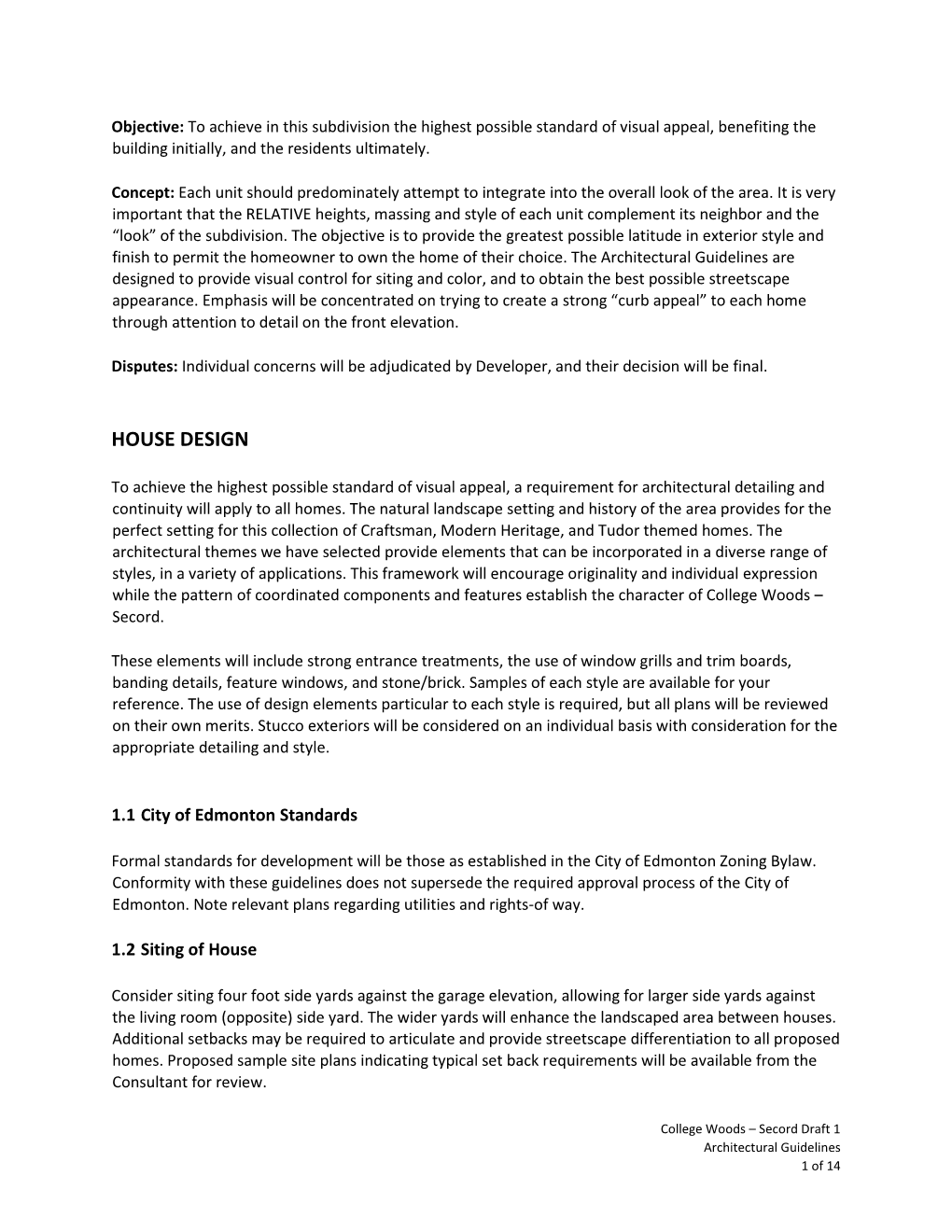 Secord Draft 1 Architectural Guidlines