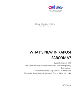What's New in Kaposi Sarcoma?