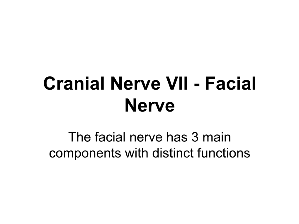 Cranial Nerve VII - Facial Nerve