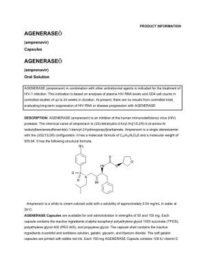 Agenerase (Amprenavir) Capsules and Oral Solution Drug Label