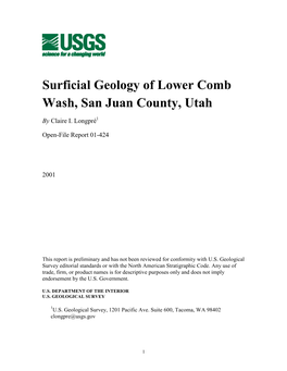Surficial Geology of Lower Comb Wash, San Juan County, Utah