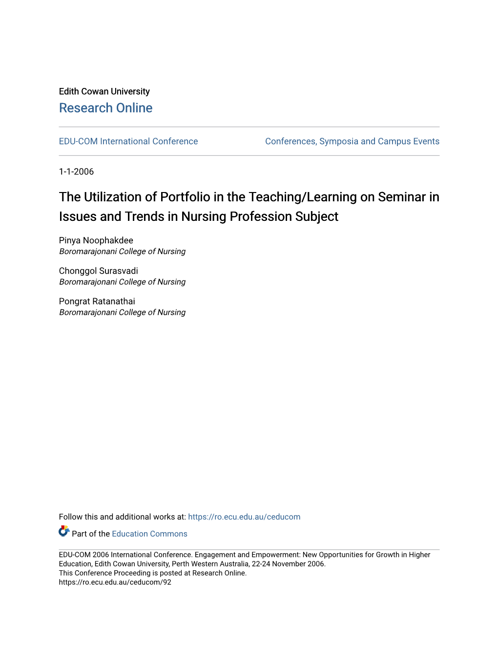 The Utilization of Portfolio in the Teaching/Learning on Seminar in Issues and Trends in Nursing Profession Subject