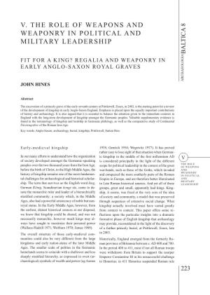 Regalia and Weaponry in Early Anglo-Saxon Royal Graves Archaeologia John Hines