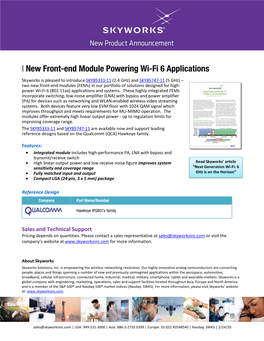 | New Front-End Module Powering Wi-Fi 6 Applications