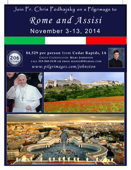 Rome and Assisi November 3-13, 2014